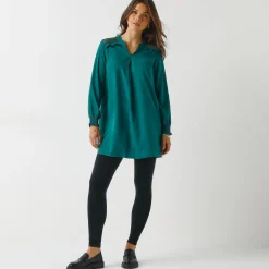 Effen tuniek met kant en lange mouwen
