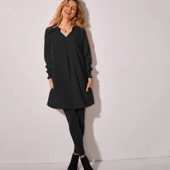 Effen tuniek met kant en lange mouwen