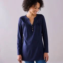 Effen tuniek met knoopkraag