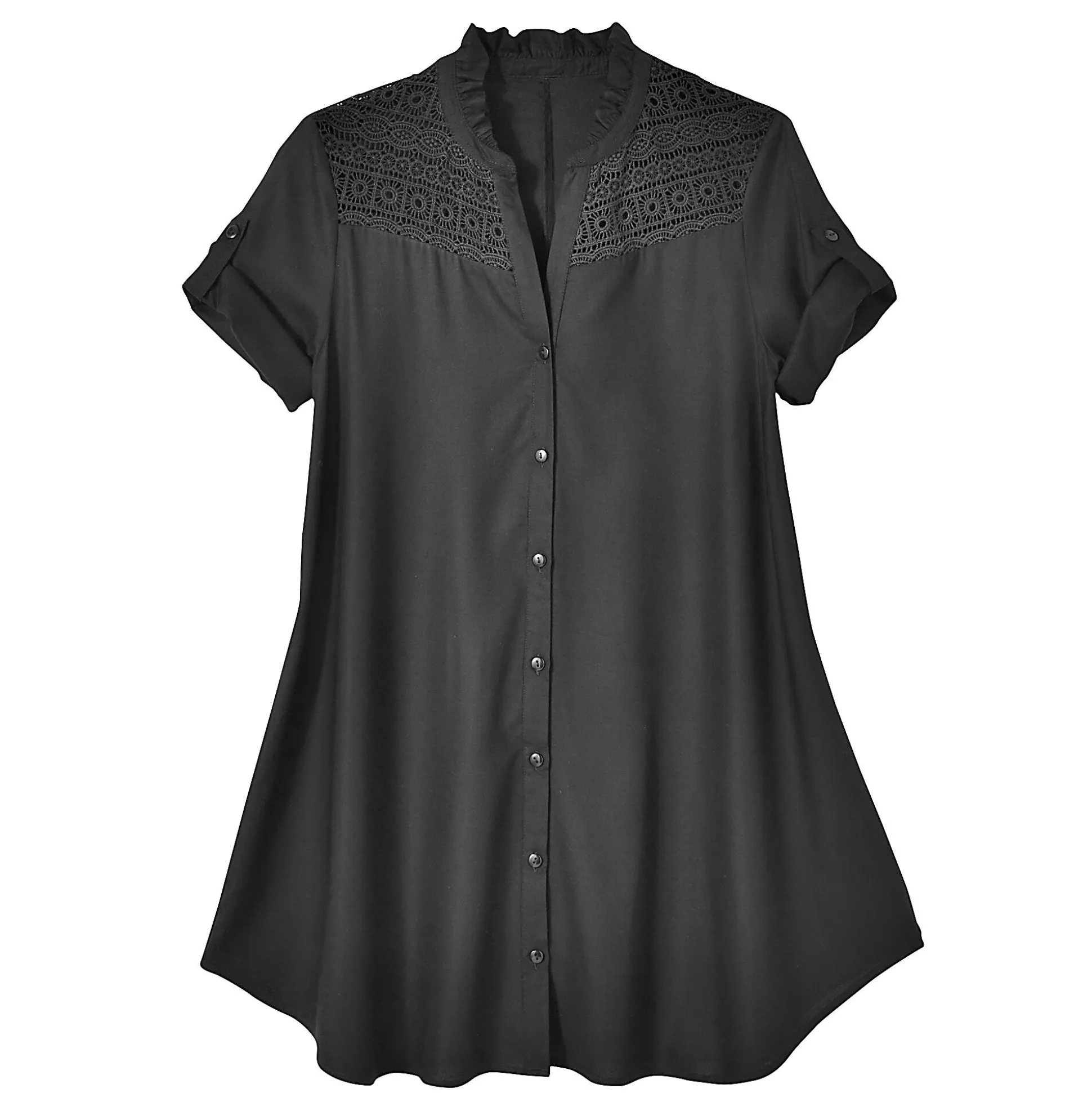 Effen tuniek met Tunesische hals en knopen