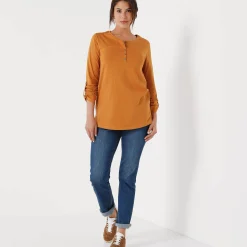 Effen tuniek met Tunesische hals en lange mouwen