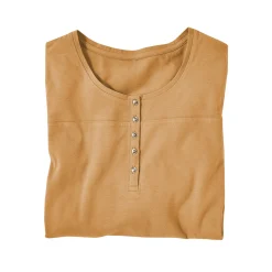 Effen tuniek met Tunesische hals en lange mouwen