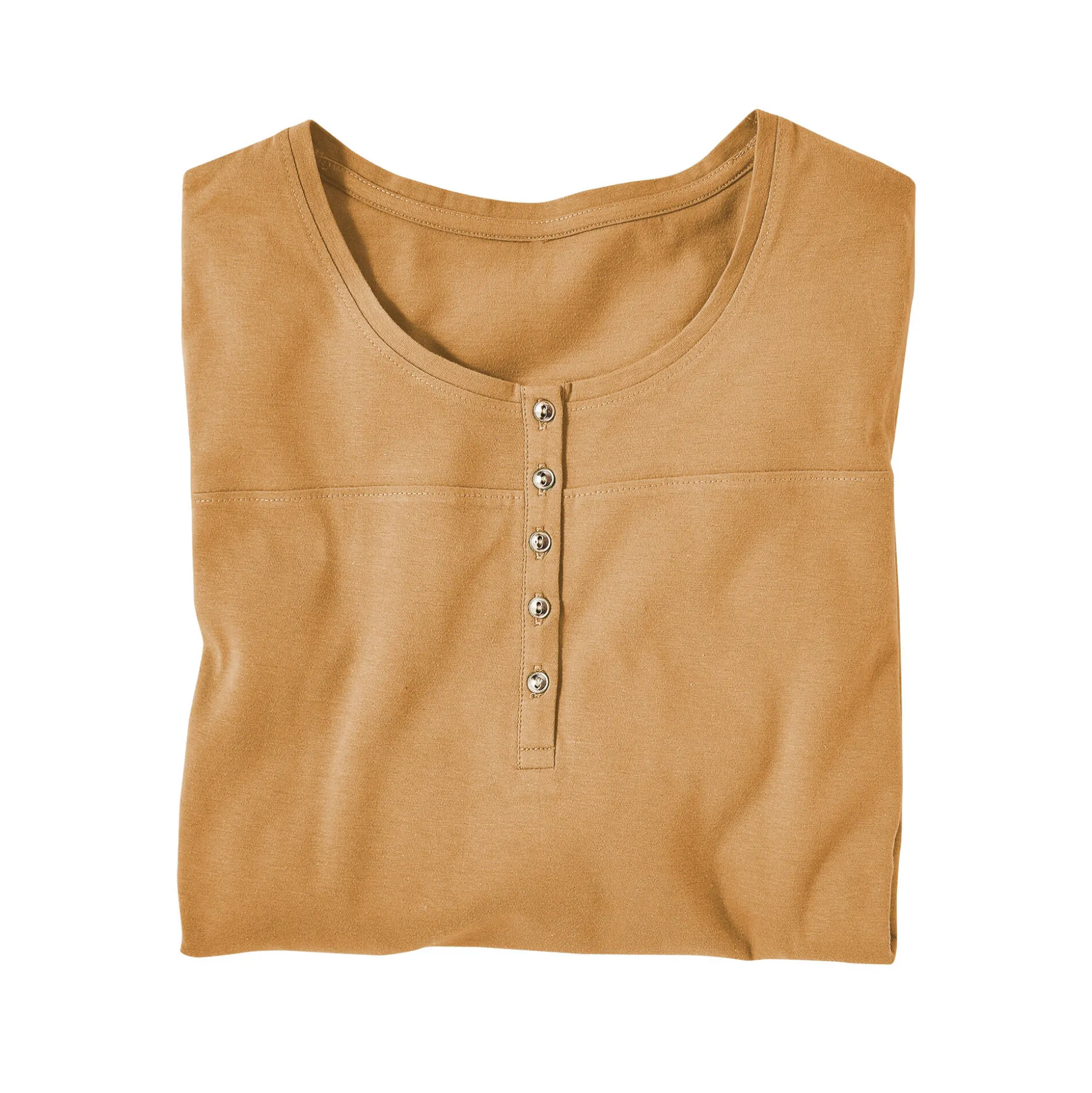 Effen tuniek met Tunesische hals en lange mouwen