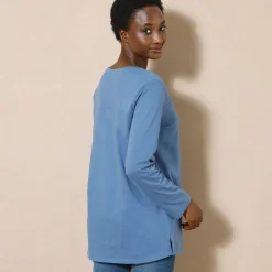 Effen tuniek met Tunesische hals en lange mouwen