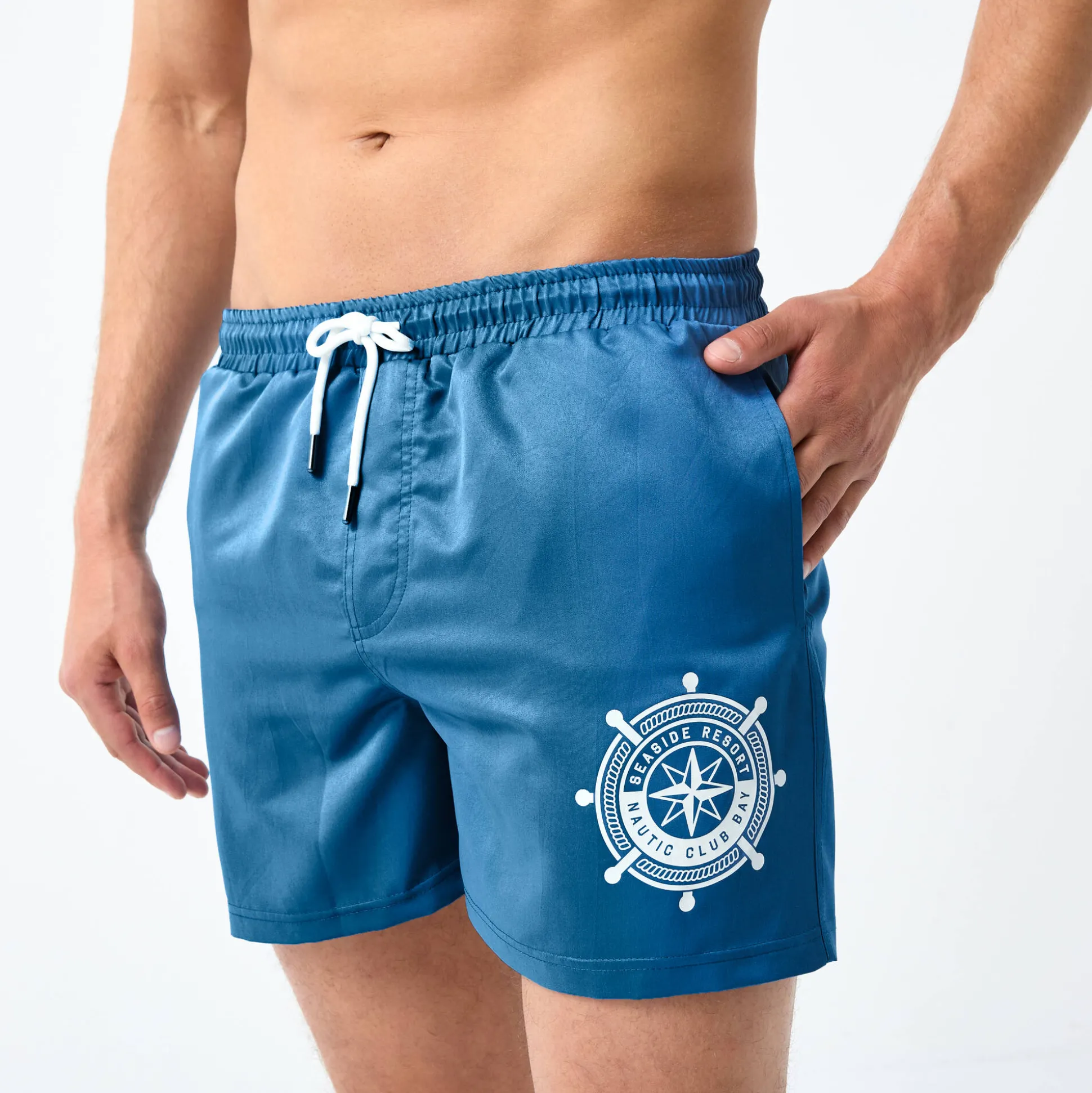 Effen zwemshorty met contrasterend motief