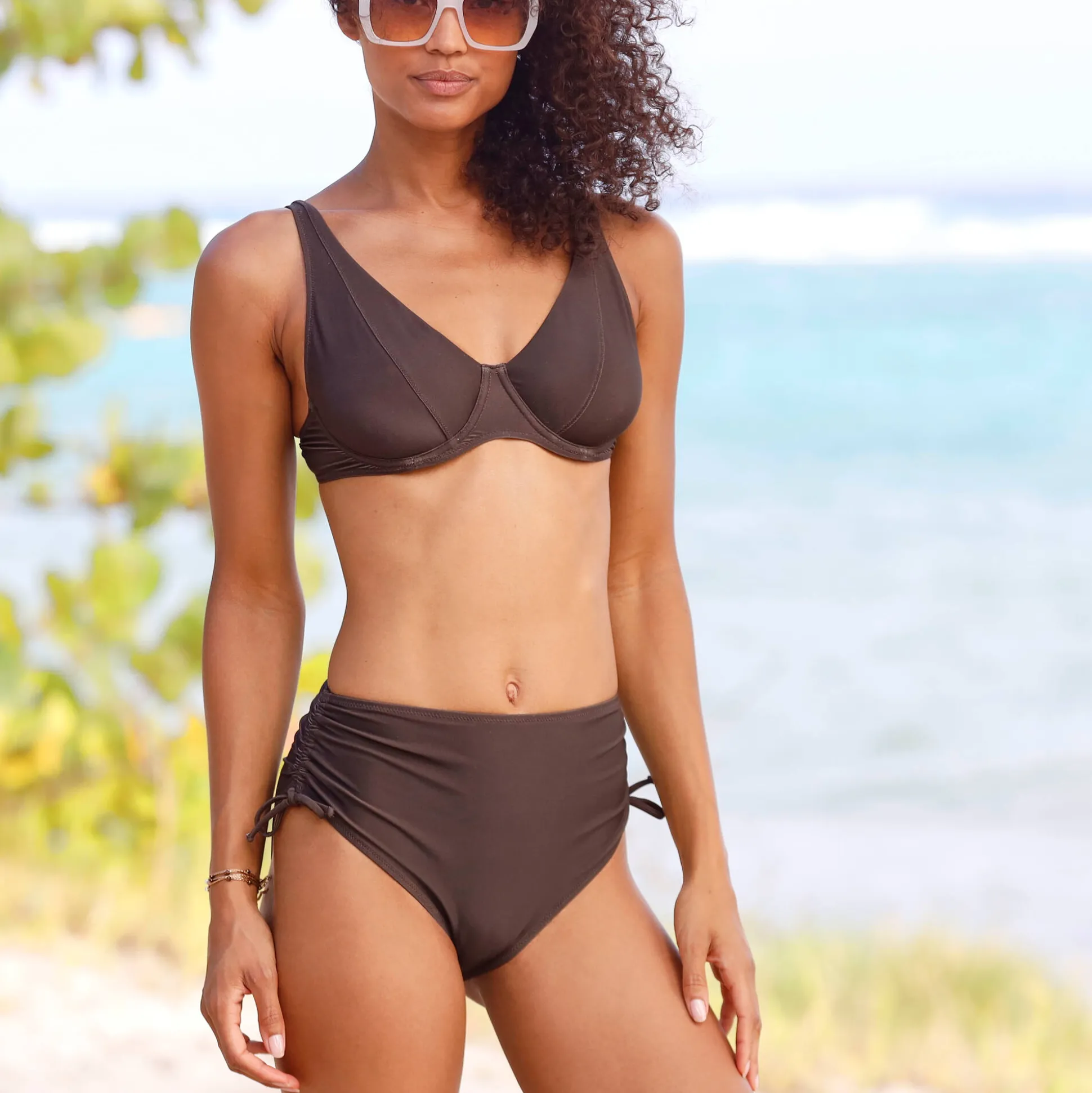 Effen zwemslip Solaro, met hoge taille