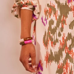 Elastische armband met buisvormige parels, set van 2