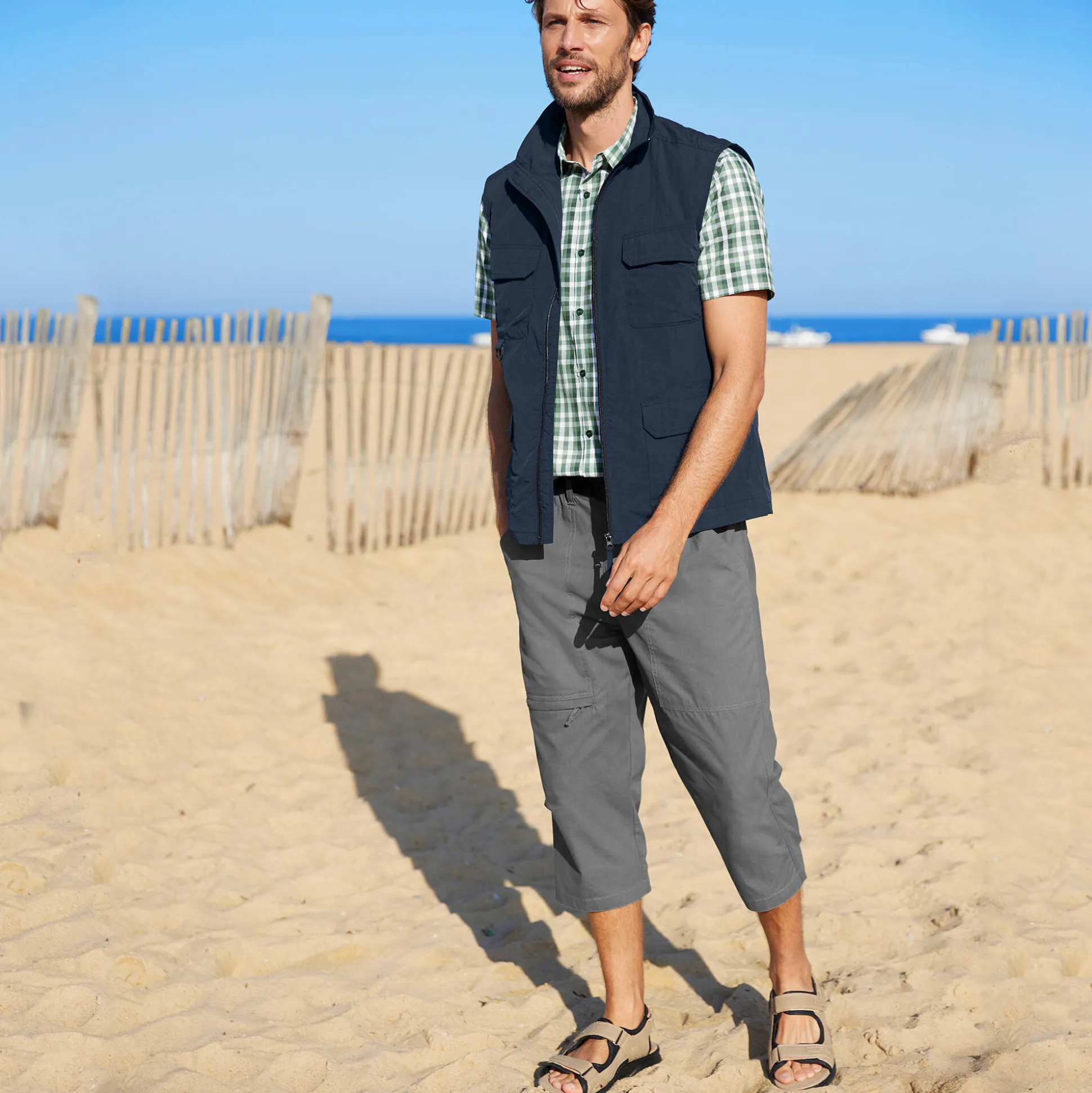 Elastische 3/4-broek + bijpassende ceintuur