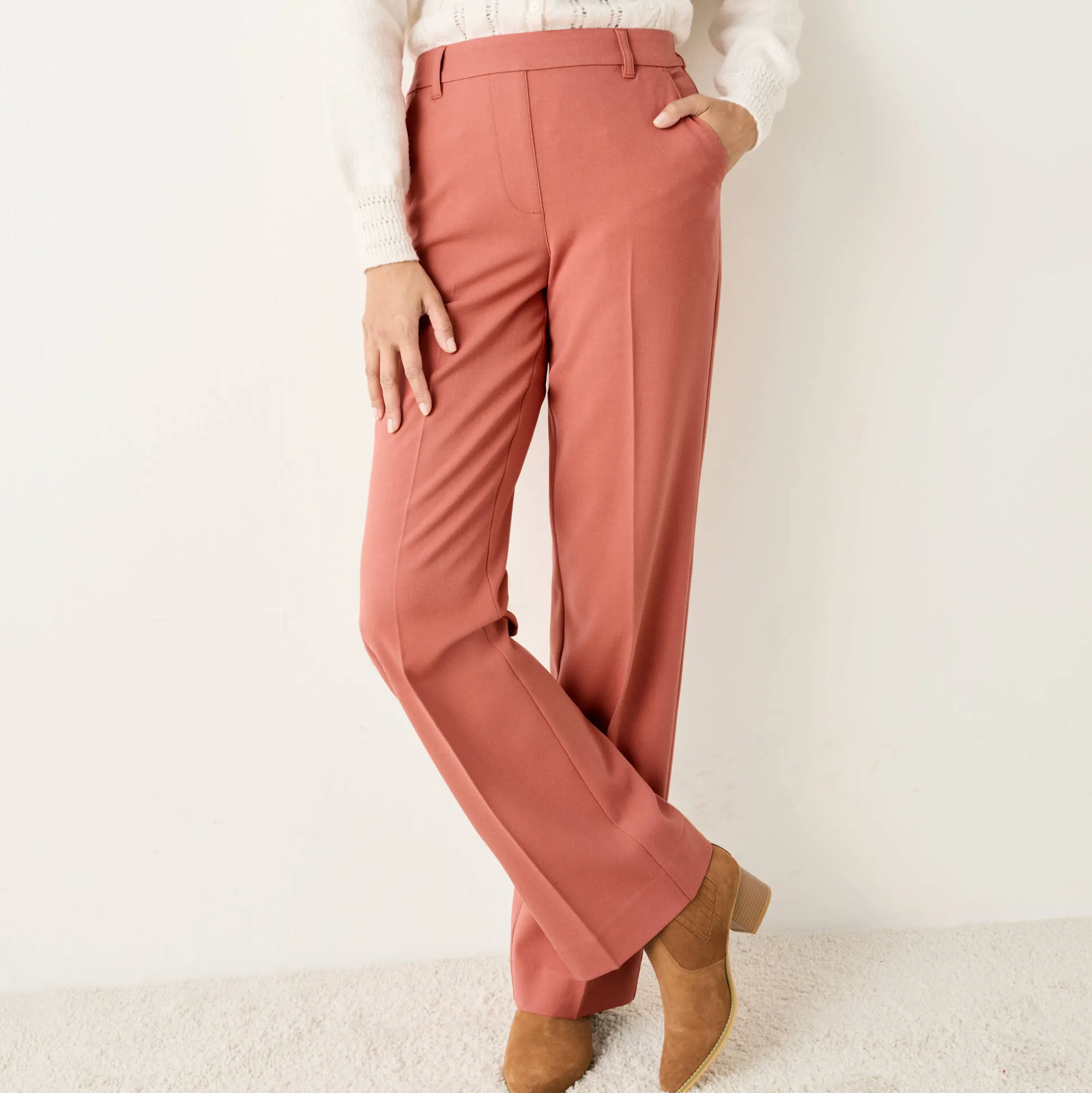 Elegante, rechte broek, effen