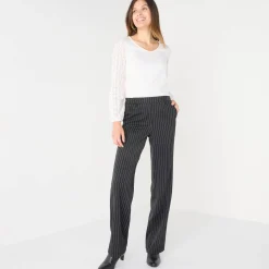 Elegante, rechte broek, gestreept