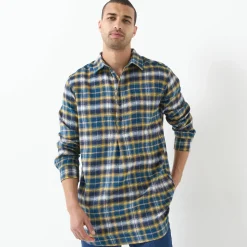 Extralang geruit hemd in flanel