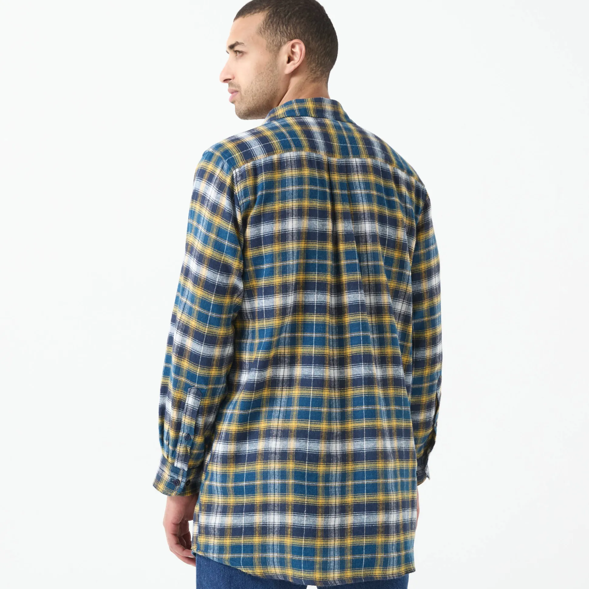 Extralang geruit hemd in flanel