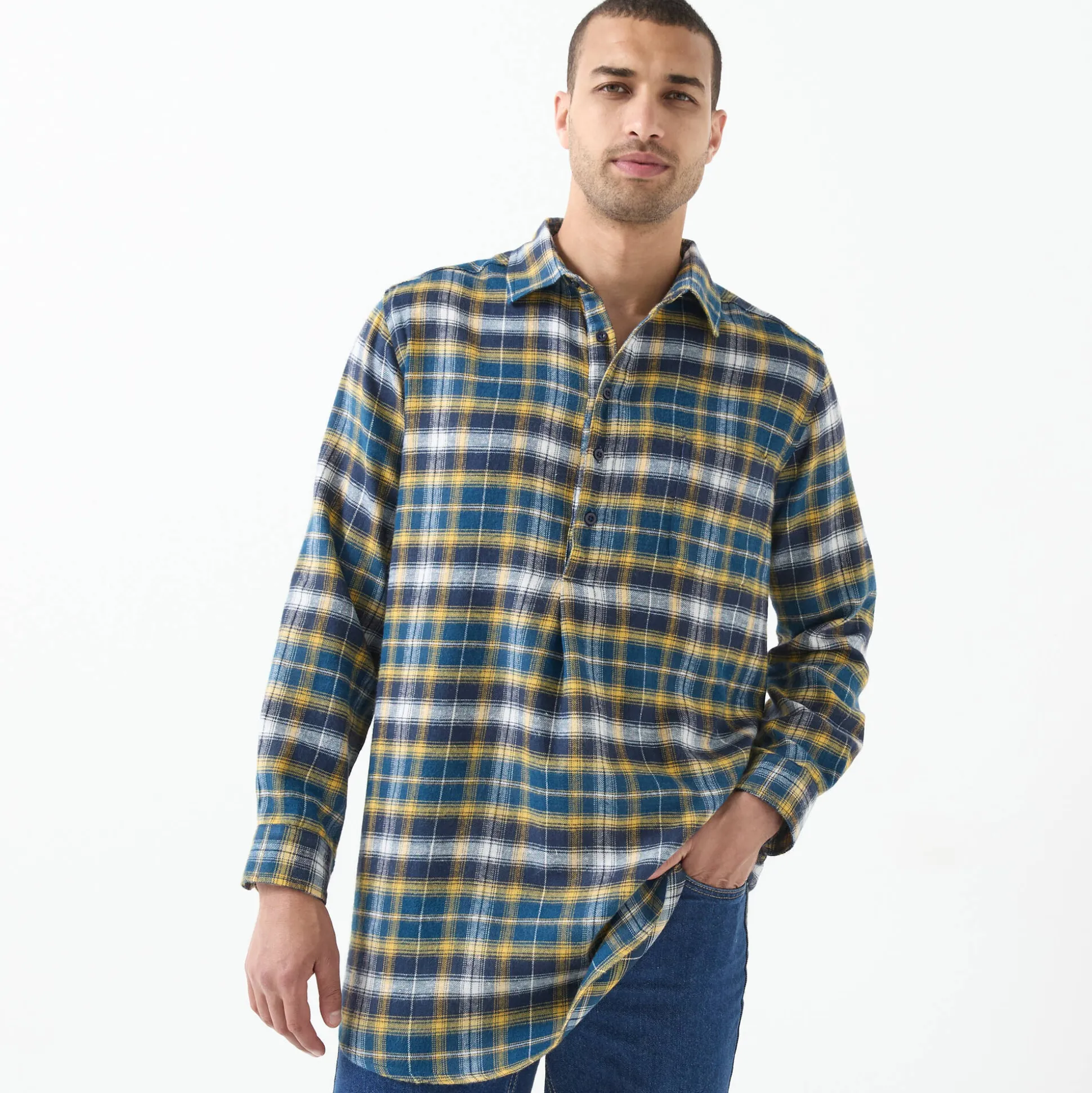 Extralang geruit hemd in flanel