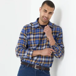 Extralang geruit hemd in flanel