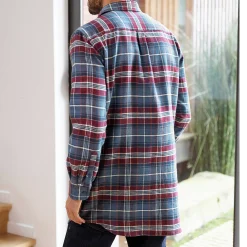 Extralang geruit hemd in flanel