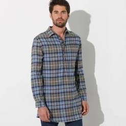 Extralang geruit hemd in flanel