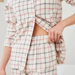 Flanellen pyjama met ingeweven ruiten