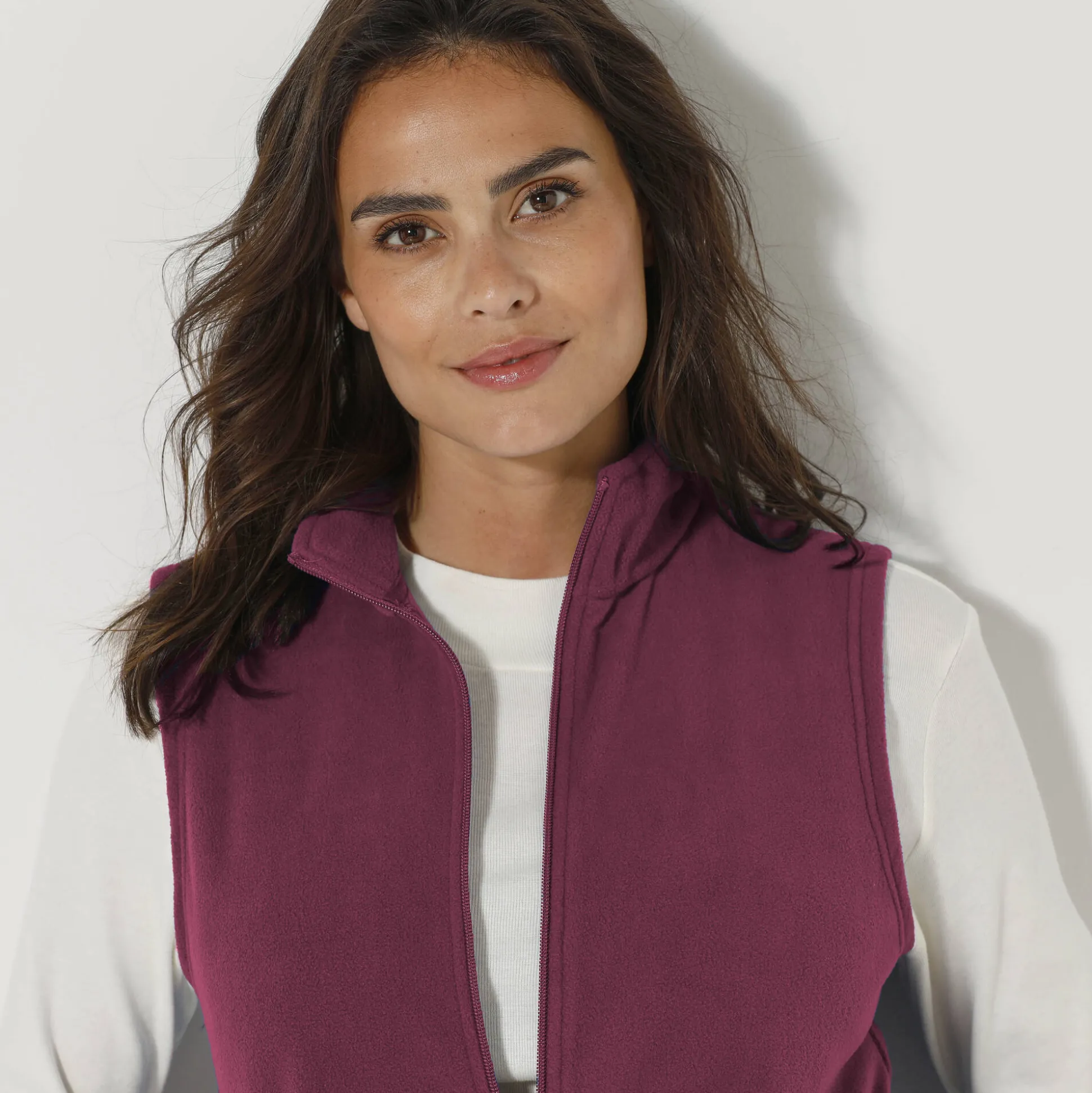 Fleece jasje met rits, zonder mouwen