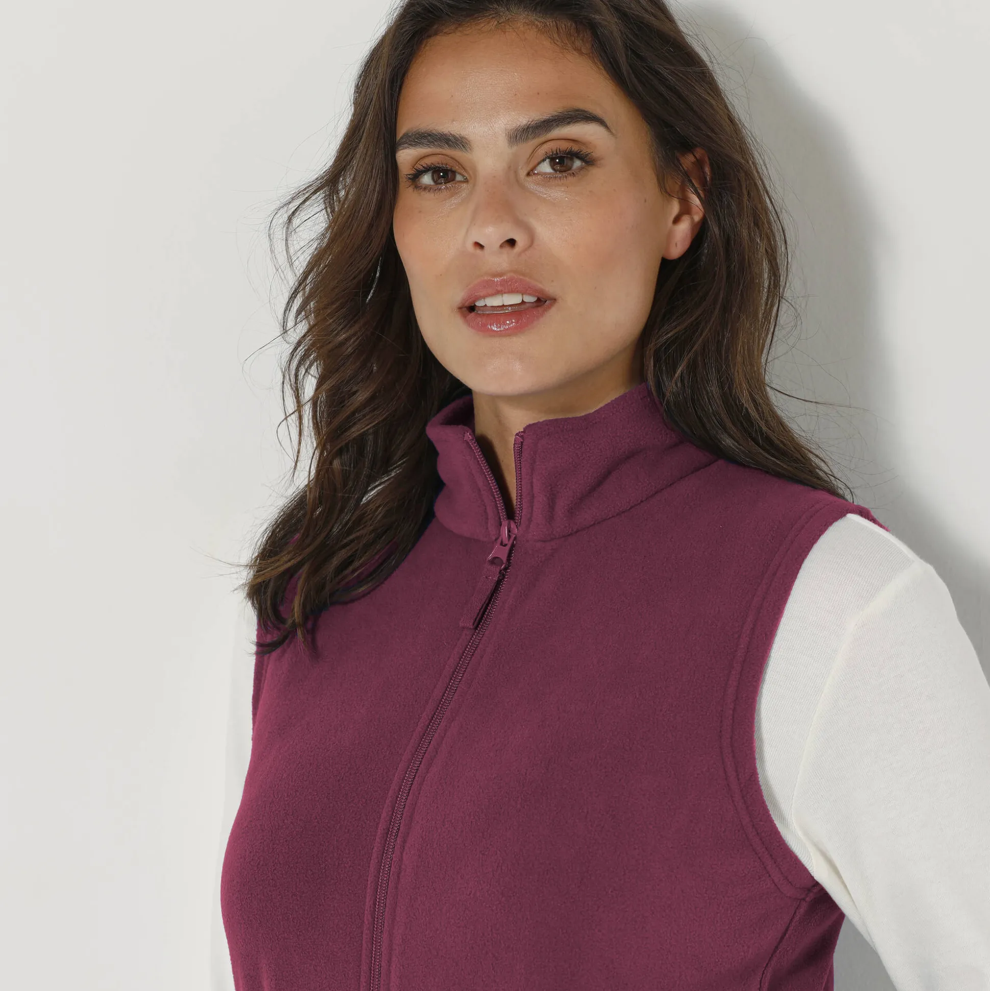 Fleece jasje met rits, zonder mouwen