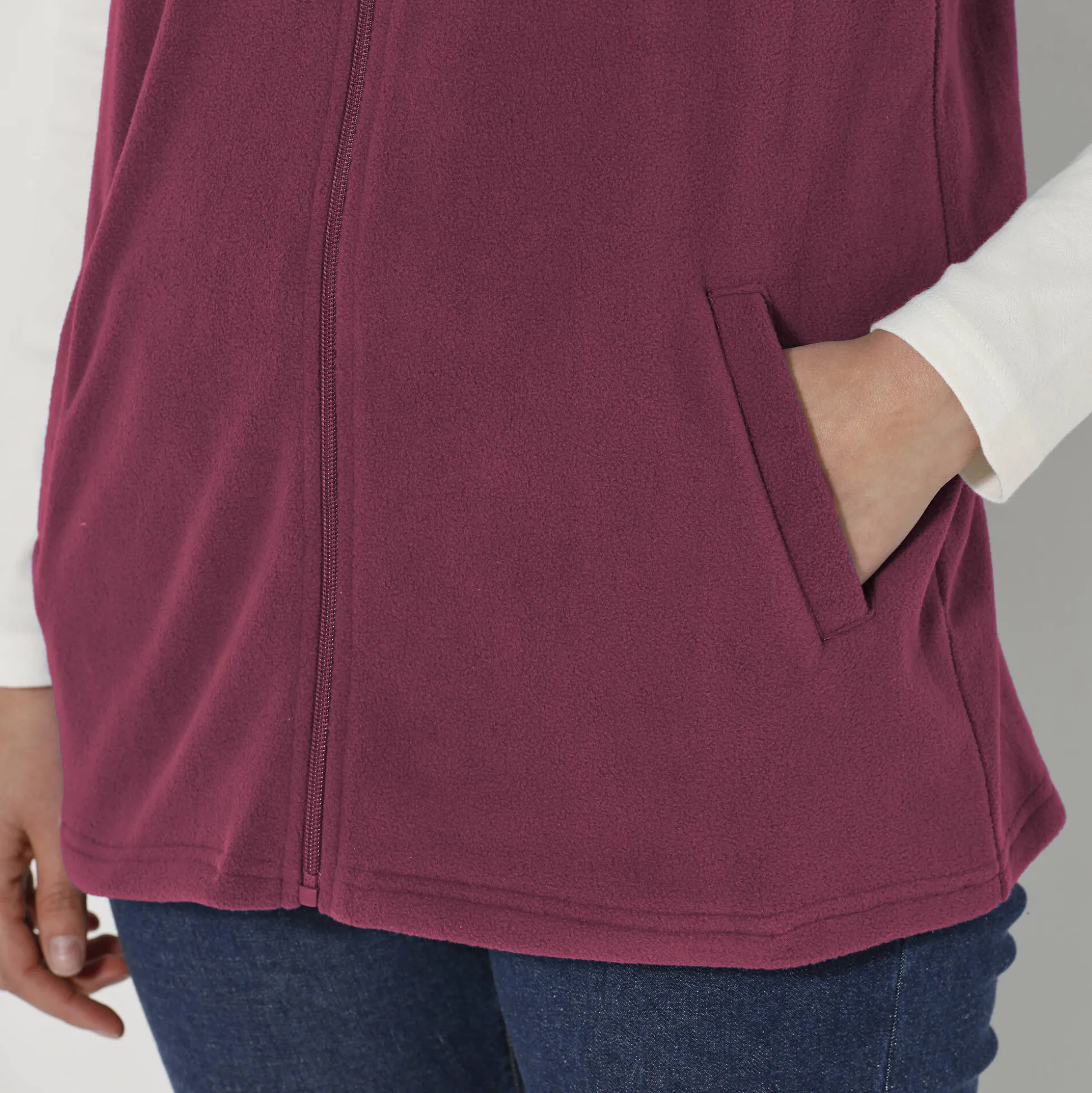 Fleece jasje met rits, zonder mouwen