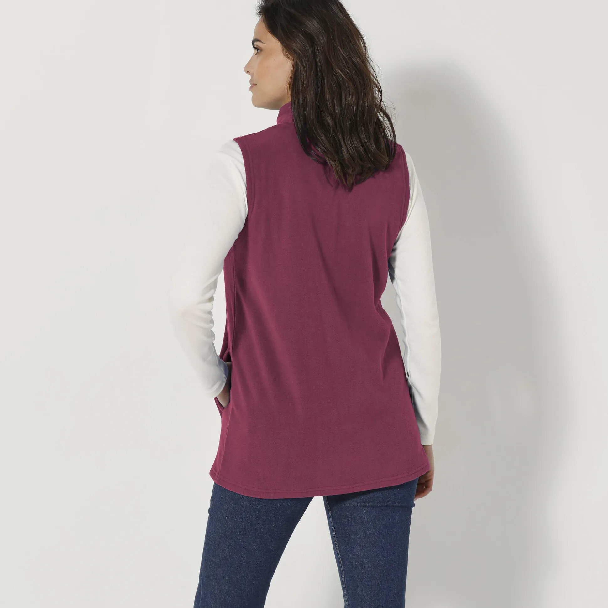 Fleece jasje met rits, zonder mouwen