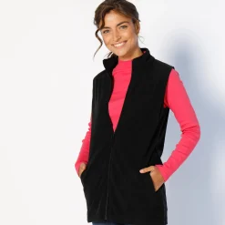 Fleece jasje met rits, zonder mouwen