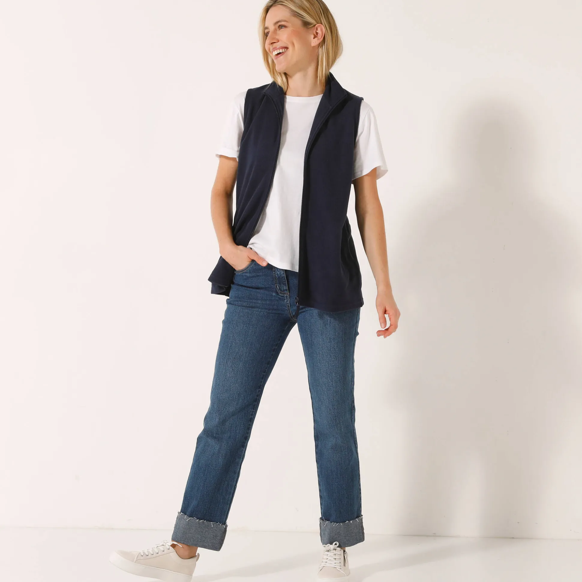 Fleece jasje met rits, zonder mouwen