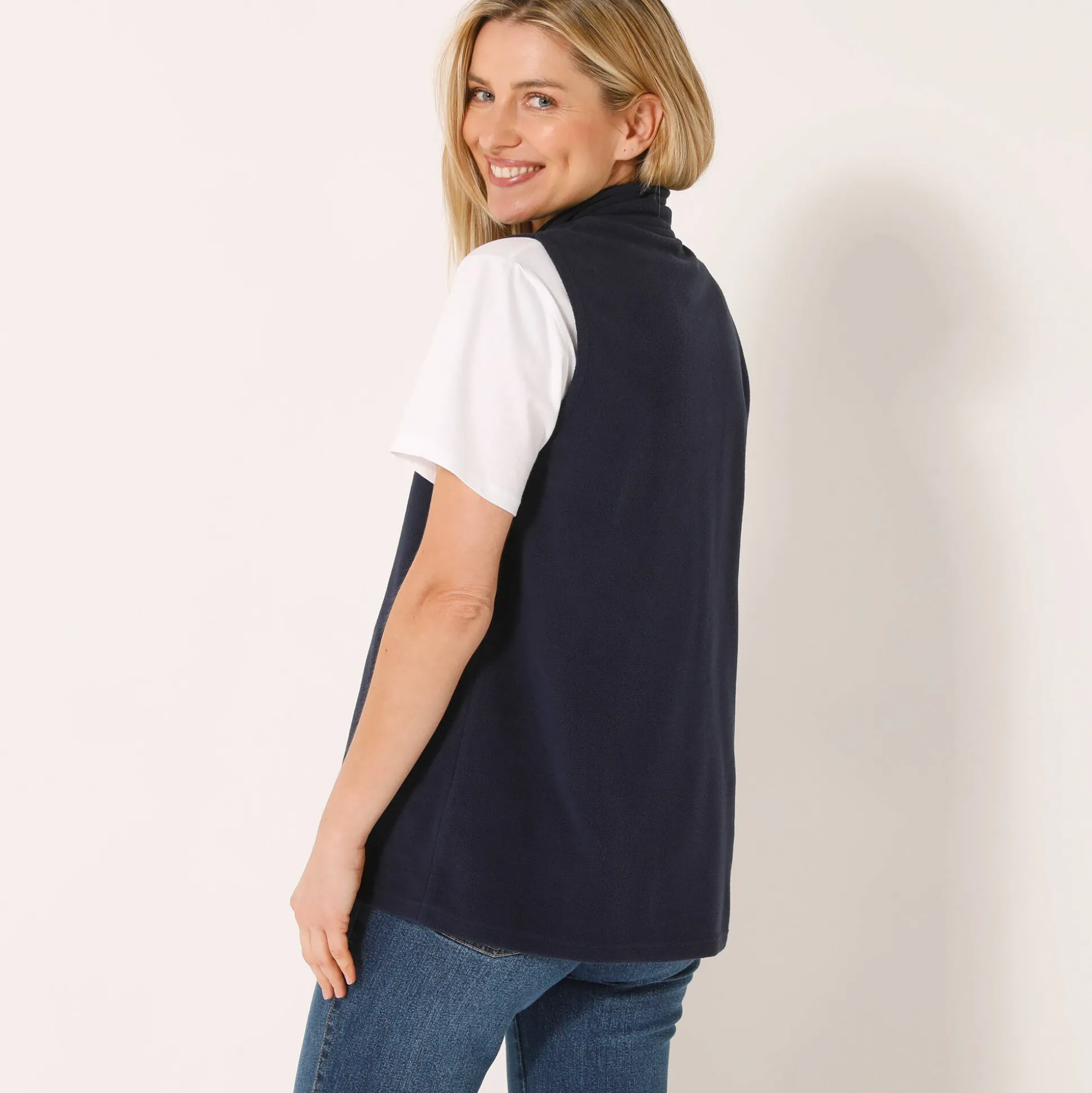 Fleece jasje met rits, zonder mouwen