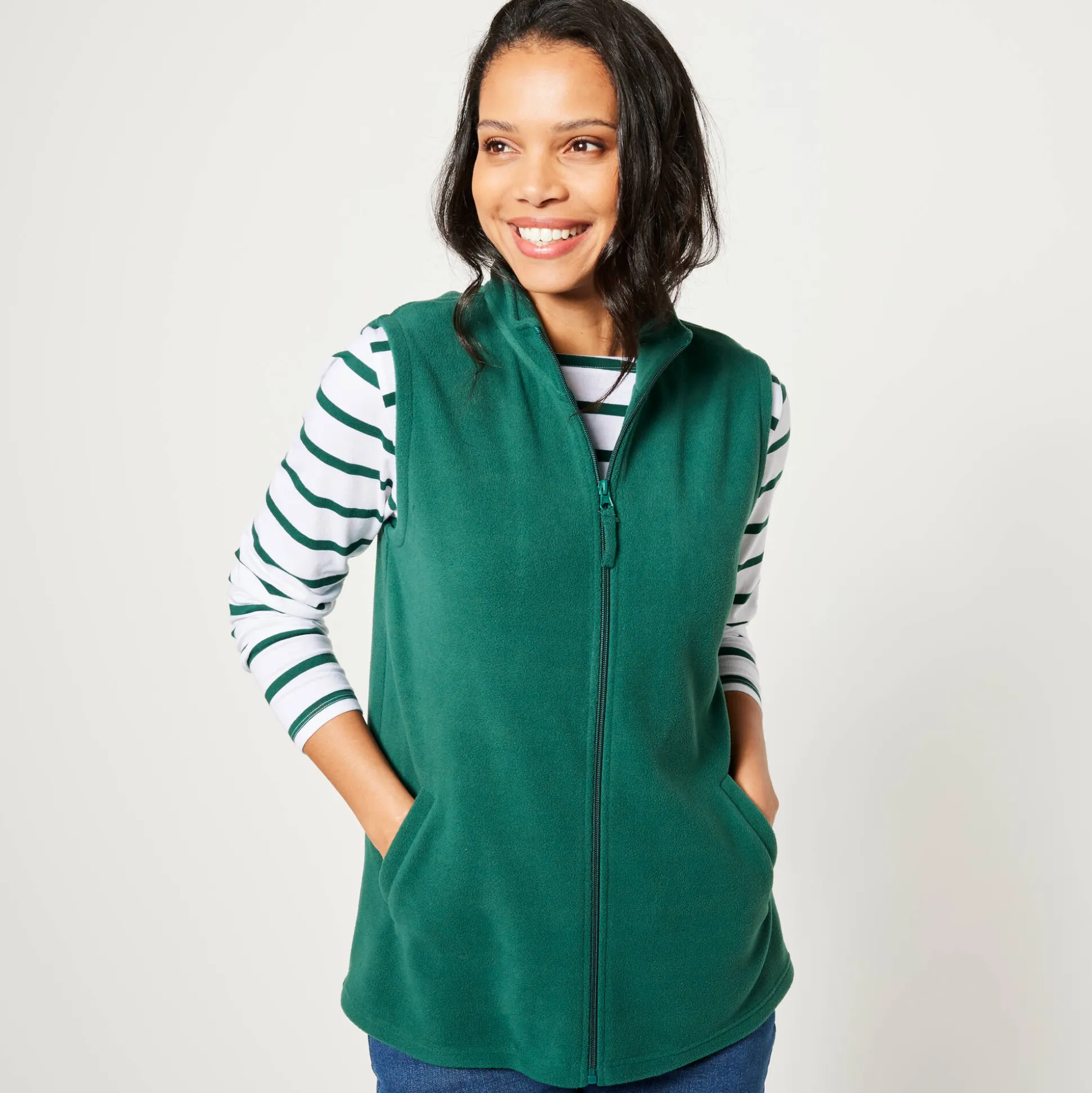 Fleece jasje met rits, zonder mouwen
