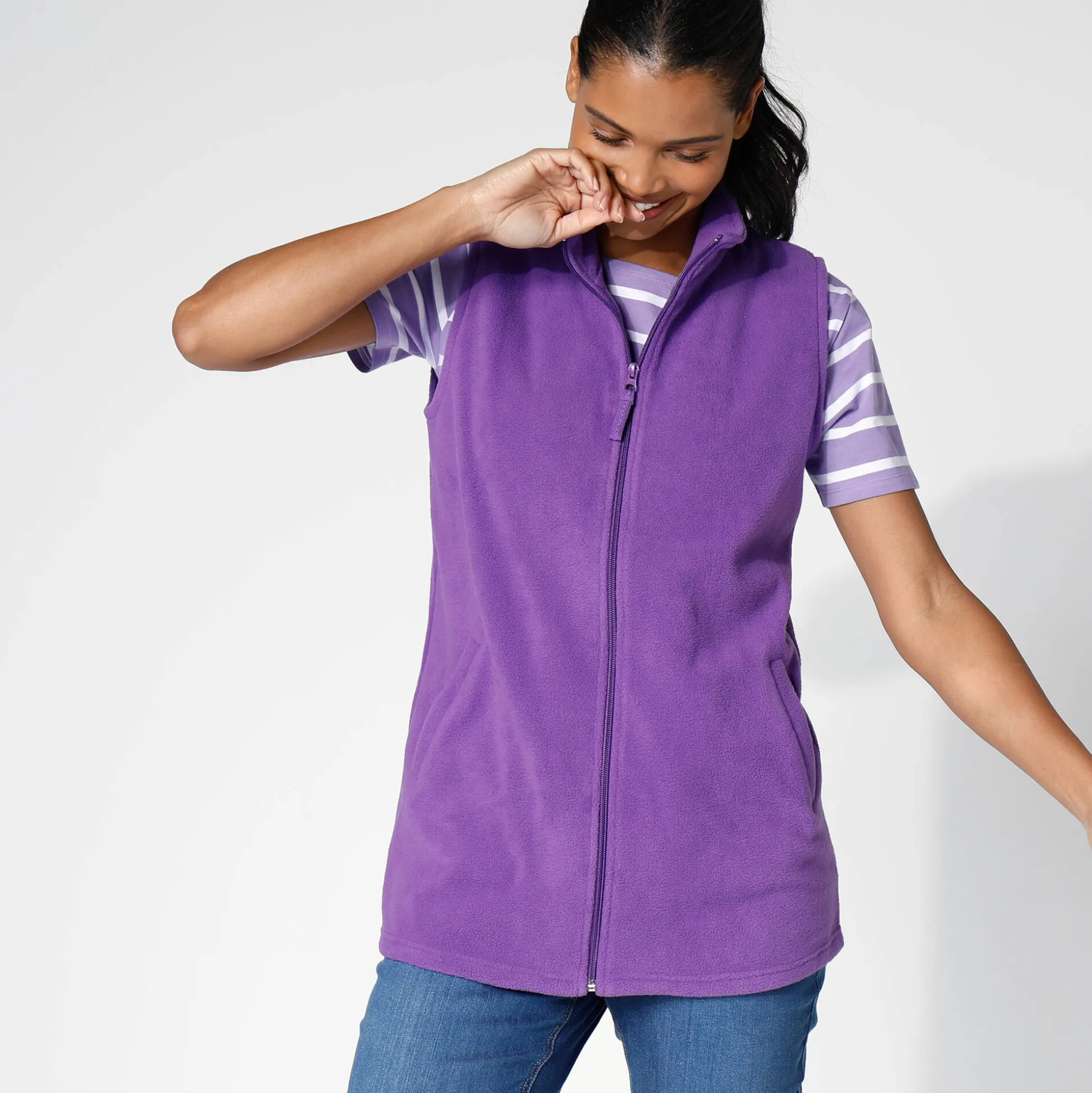 Fleece jasje met rits, zonder mouwen