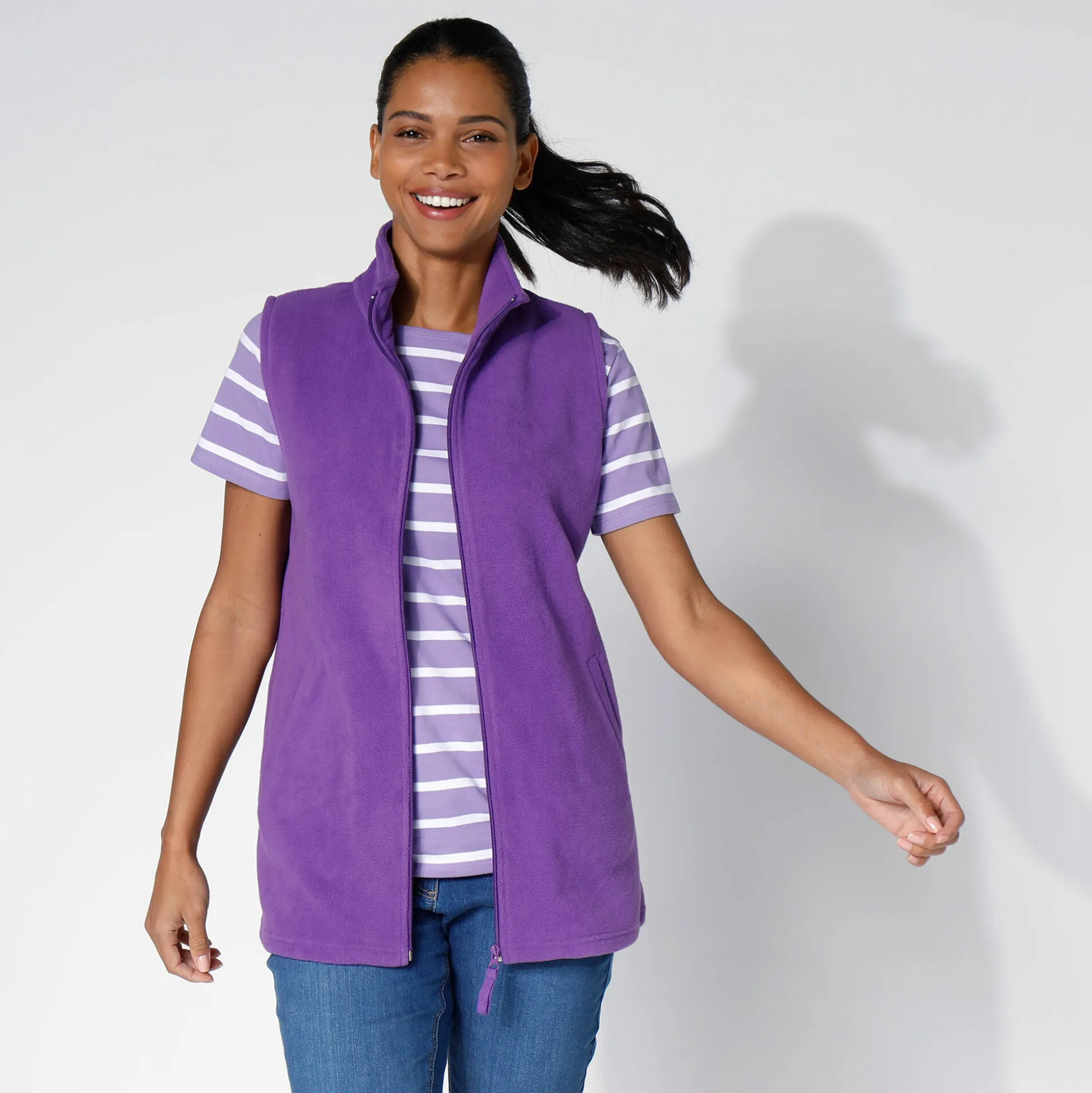 Fleece jasje met rits, zonder mouwen