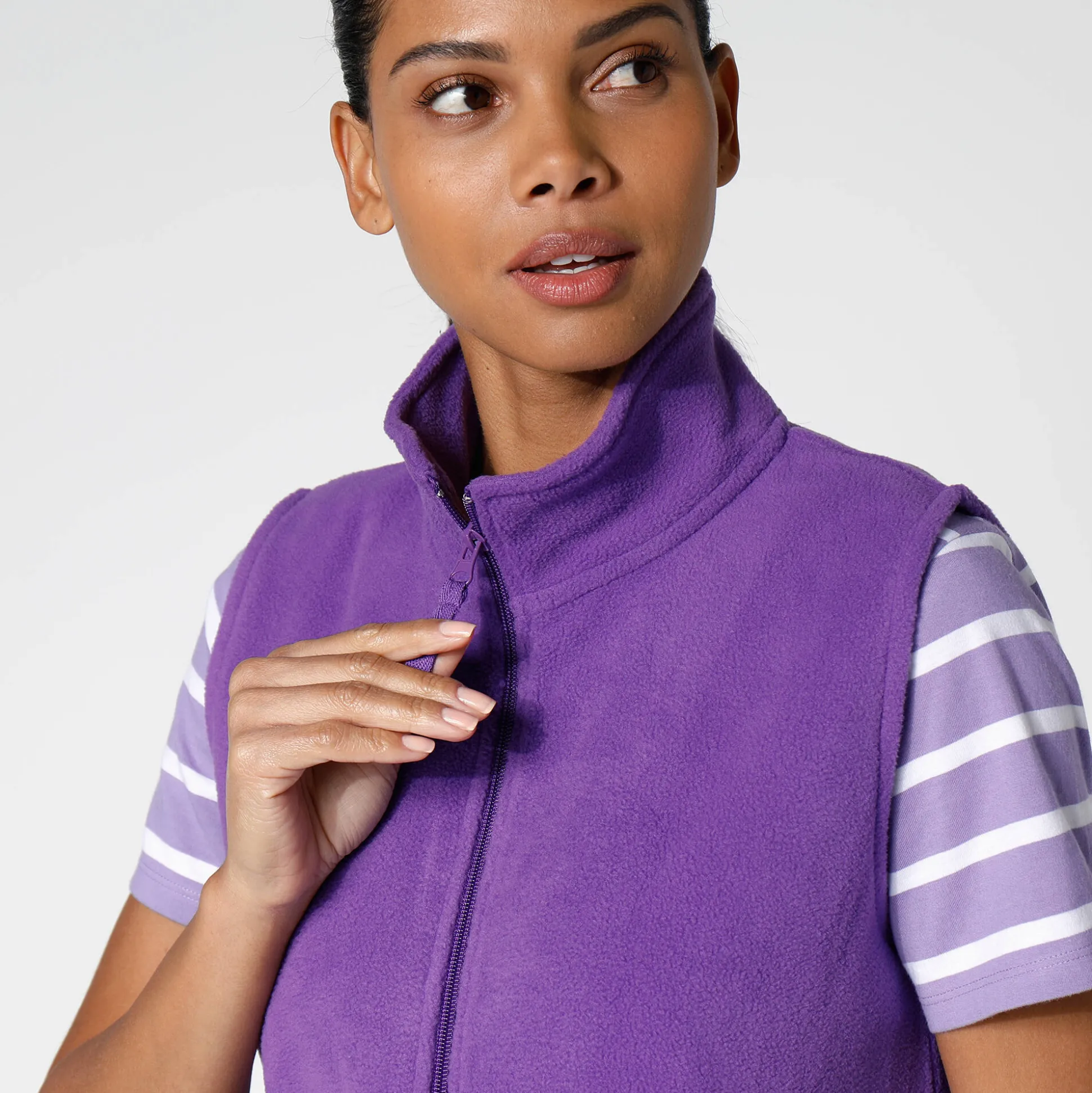 Fleece jasje met rits, zonder mouwen