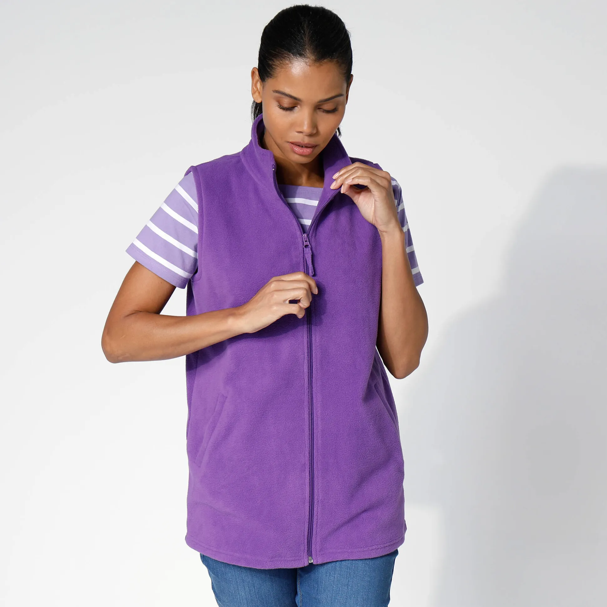 Fleece jasje met rits, zonder mouwen