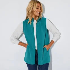 Fleece jasje met rits, zonder mouwen