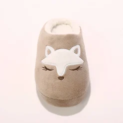 Fleece muiltjes met vossenborduursel