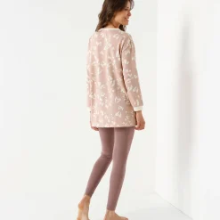 Fleece pyjamabroek met legging, hartjesprint