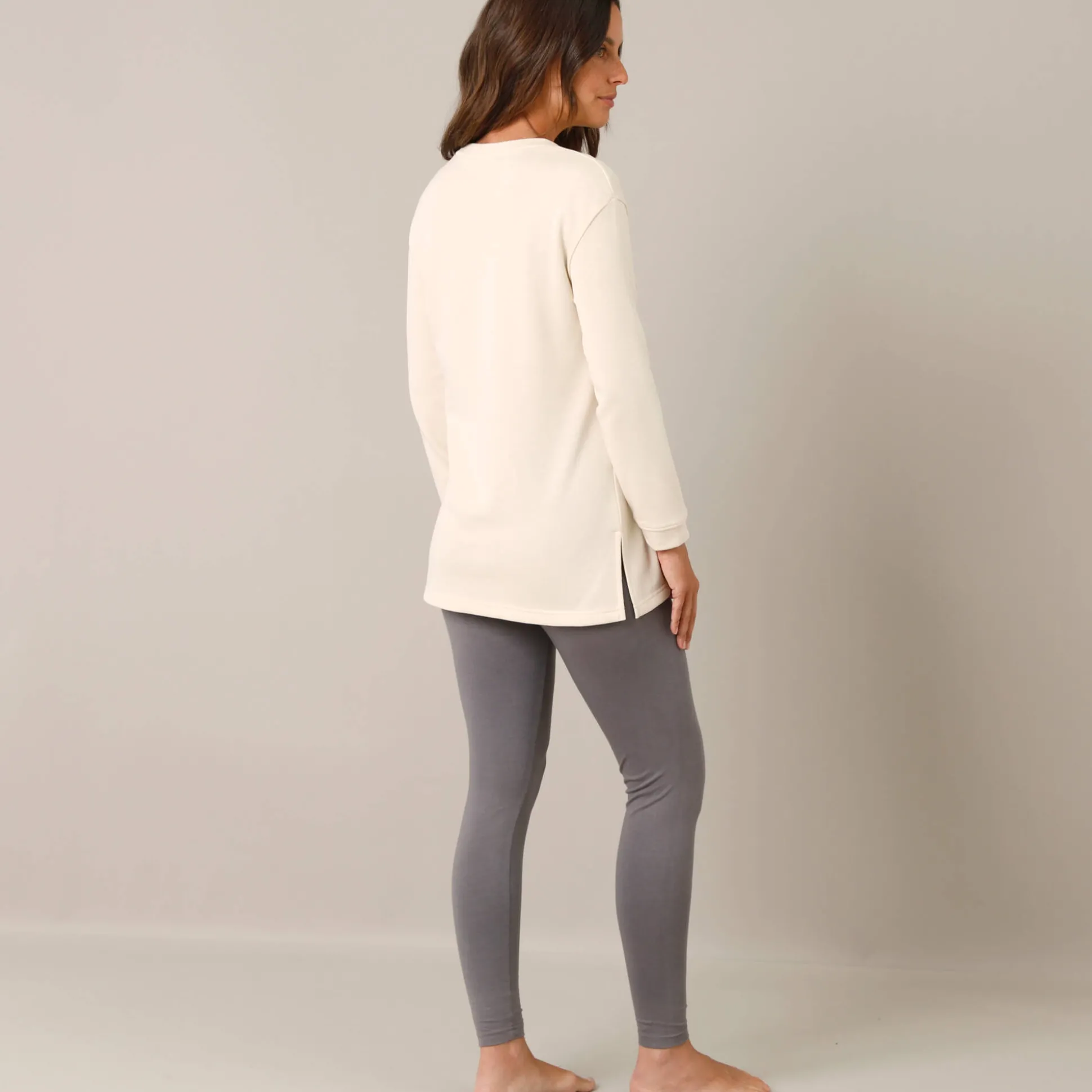 Fleece pyjamabroek met legging, ‘relax’-print