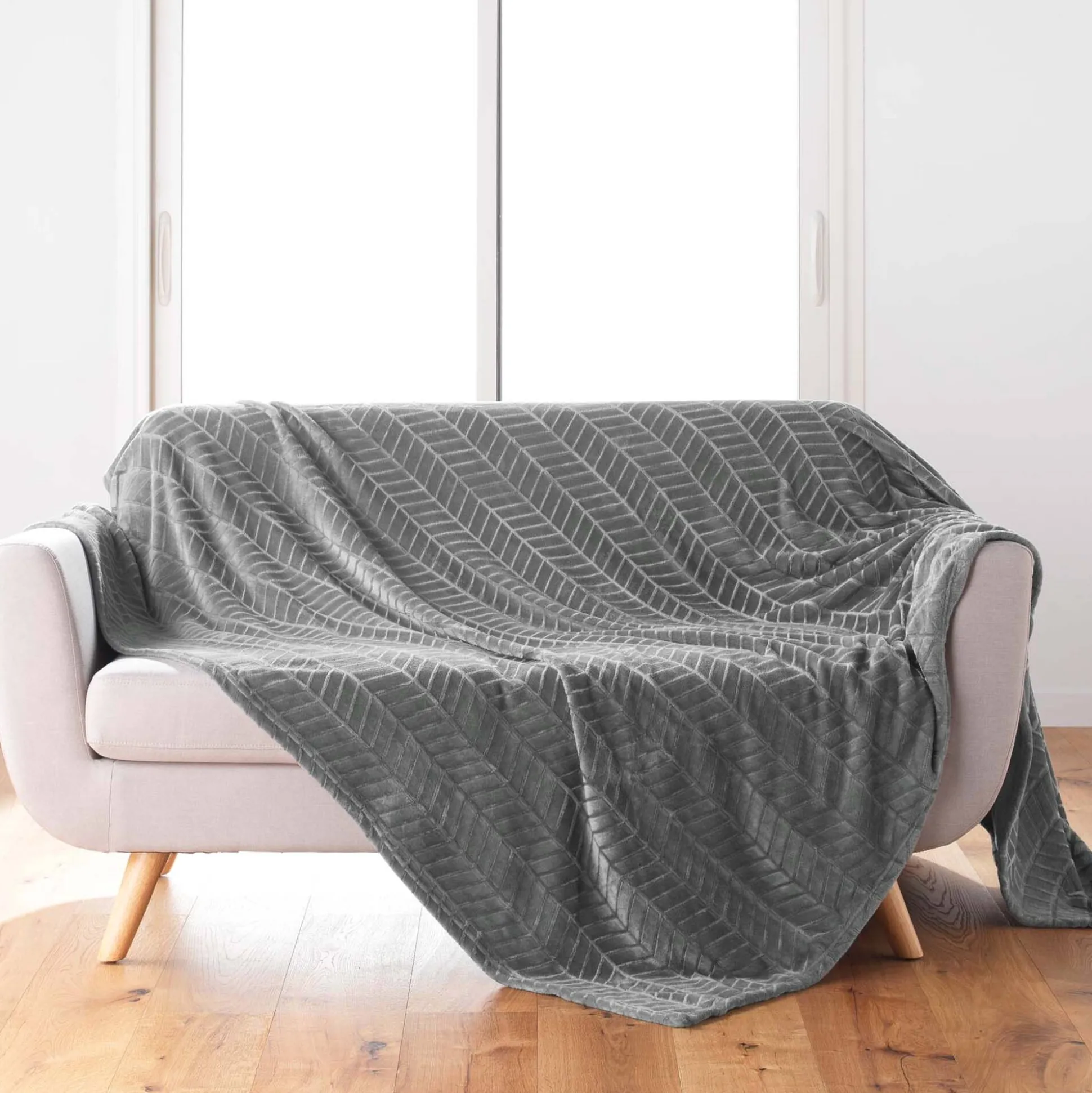 Fleeceplaid met reliëf en pluche gevoel