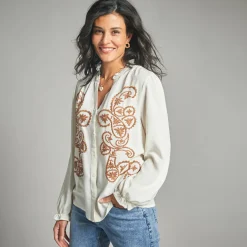 Geborduurde bloes, viscose