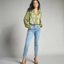 Geborduurde bloes, viscose