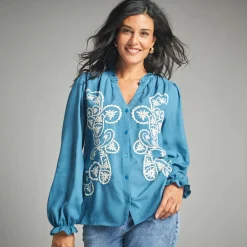 Geborduurde bloes, viscose