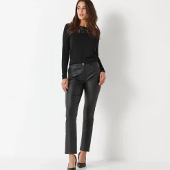 Gecoate rechte broek