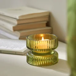 Gegroefde kaarshouder in glas