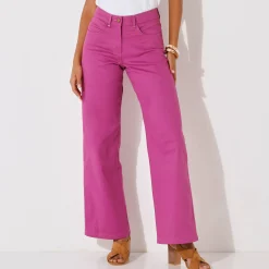 Gekleurde broek met ruim model en 5 zakken