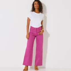 Gekleurde broek met ruim model en 5 zakken