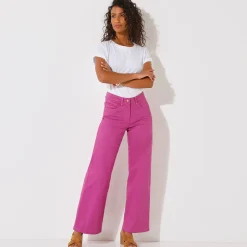 Gekleurde broek met ruim model en 5 zakken