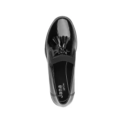 Gelakte mocassins met sleehak