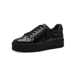 Gelakte sneakers met rits en sleehak