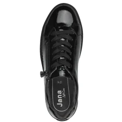 Gelakte sneakers met rits en sleehak