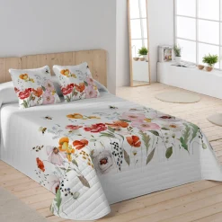 Gematelasseerde bedsprei, bloemen